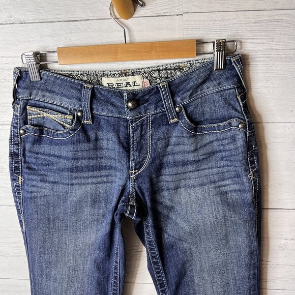 Ariat Jeans Womens Size 27L Real Denim Riding Whipstitch Ocean Bootcut - Picture 7 of 16